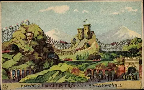 Ak Charleroi Wallonien Hennegau, Exposition, Luna Gardens Attractions, Railway Câble, Achterbahn