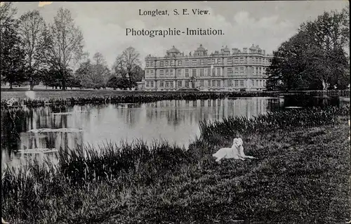Ak Warminster Wiltshire England, Longleat House, Parkansicht, Hund, Photographie Imitation