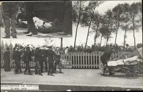 Ak Contich Kontich Flandern Antwerpen, Catastrophe 1908, Eisenbahnunglück