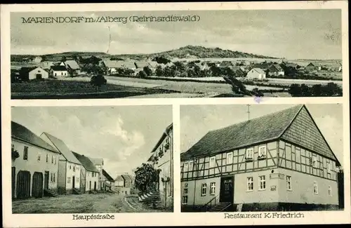 Ak Mariendorf Immenhausen in Nordhessen, Panorama, Alberg, Reinhardtswald, Hauptstraße, Restaurant