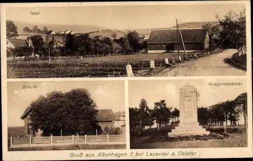 Ak Altenhagen II Messenkamp Niedersachsen, Totale, Schule, Kriegerdenkmal