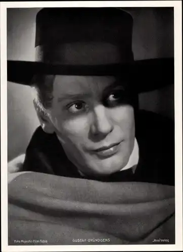 Foto Schauspieler Gustaf Gründgens, Portrait mit Hut