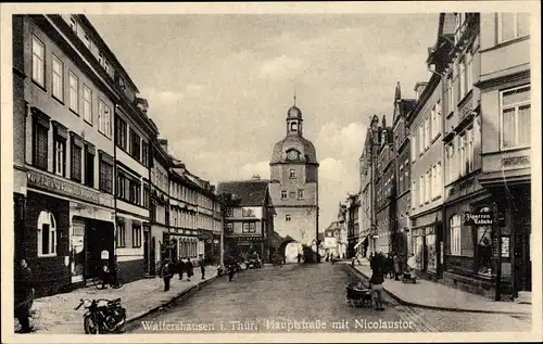 Ak Waltershausen in Thüringen, Hauptstraße mit Nicolaustor