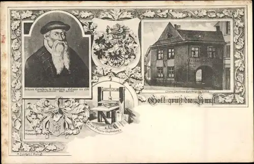 Wappen Ak Johannes Gutenberg, Buchdruck-Erfinder