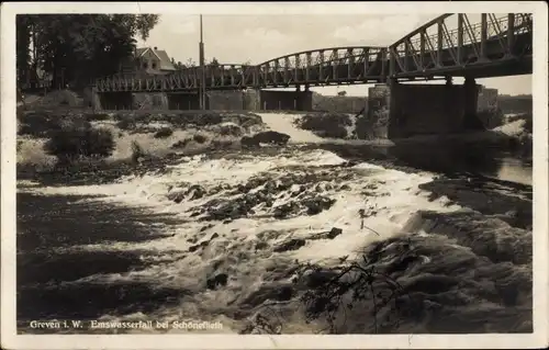 Ak Greven in Westfalen, Emswasserfall bei Schöneflieth
