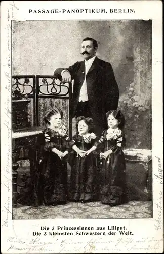Ak Passage Panopticum Bernlin, 3 Prinzessinnen aus Liliput