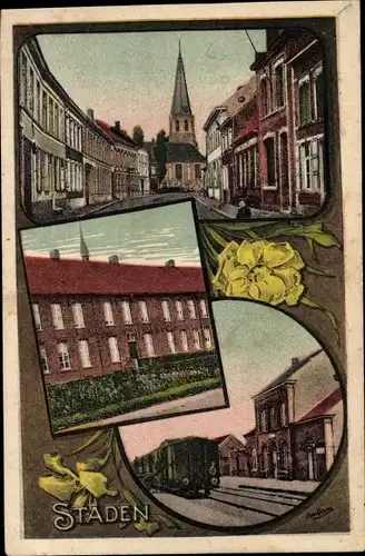 Ak Staden Westflandern, Bahnhof, Straßenpartie