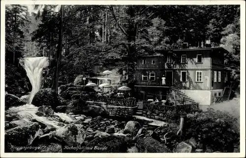 Ak Riesengebirge Schlesien, Kochelfall, Baude