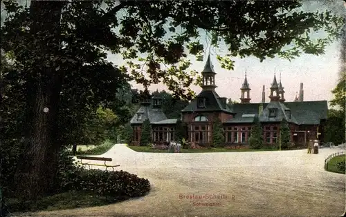 Ak Wrocław Breslau Scheiting Schlesien, Blick auf die Schweitzerei, Weg