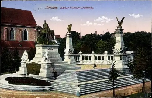 Ak Wrocław Breslau Schlesien, Kaiser Wilhelm Denkmal