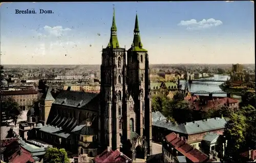 Ak Wrocław Breslau Schlesien, Dom, Stadt