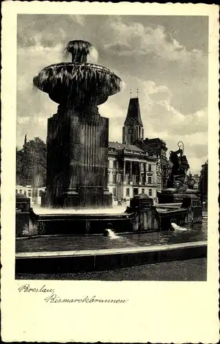 Ak Wrocław Breslau Schlesien, Bismarckbrunnen