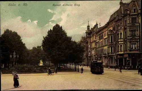 Ak Köln am Rhein, Partie im Kaiser Wilhelm Ring, Straßenbahn