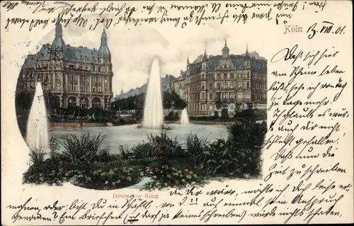 Ak Köln am Rhein, Deutscher Ring, Fontäne