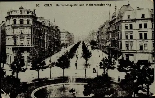 Ak Köln am Rhein, Barbarossaplatz und Hohenstaufenring, Brunnen