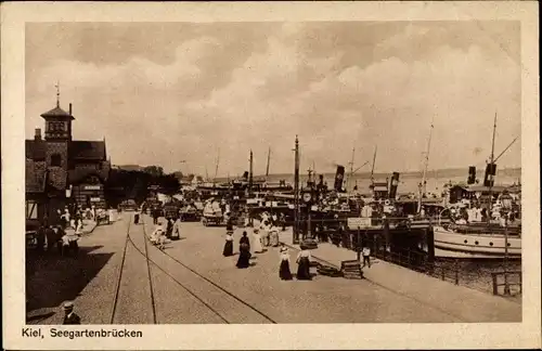 Ak Kiel Schleswig Holstein, Seegartenbrücken, Dampfer