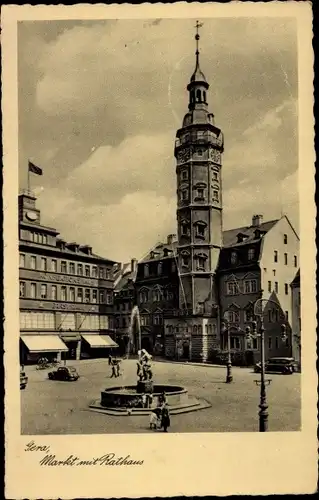 Ak Gera in Thüringen, Markt mit Rathaus