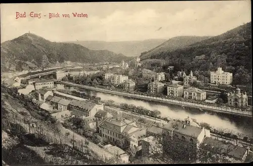 Ak Bad Ems an der Lahn, Blick von Westen