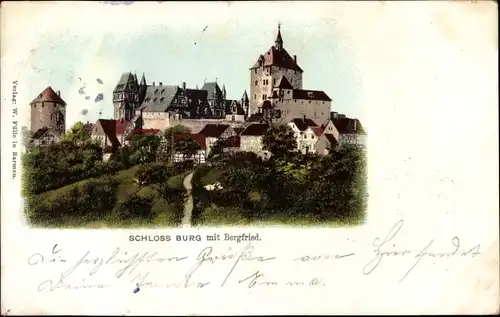 Ak Burg an der Wupper Solingen, Schloss Burg mit Bergfried