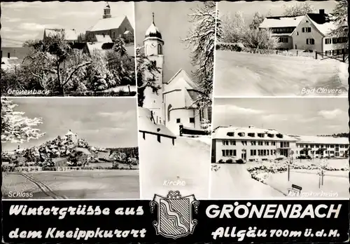 Ak Bad Grönenbach im Allgäu, Wintergrüße, Schloss, Kirche, Kneippkurheim, Bad Clevers