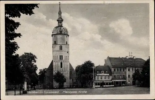 Ak Lübben im Spreewald, Marktplatz u. Kirche