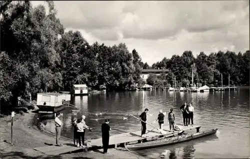 Ak Goyatz Schwielochsee in der Niederlausitz, Seeufer, Bootssteg