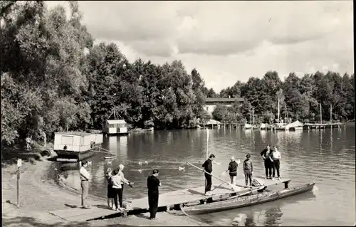 Ak Goyatz Schwielochsee in der Niederlausitz, Seeufer, Bootssteg