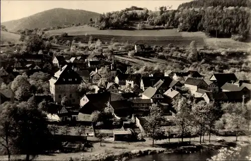 Ak Reschwitz Saalfelder Höhe Saalfeld an der Saale Thüringen, Ortsansicht mit Kirche