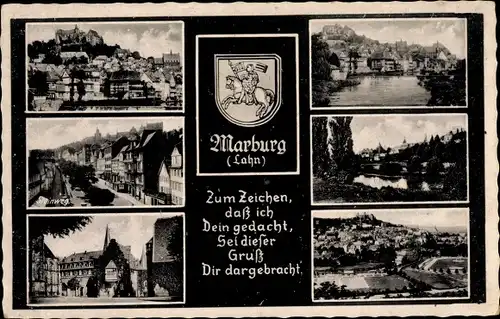 Ak Marburg an der Lahn, Steinweg, Ortsansicht, Straßenansicht, Wappen