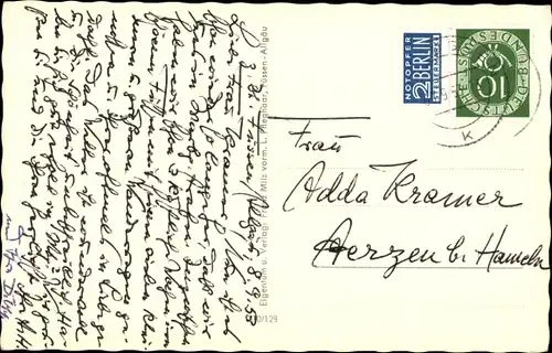 Ak Füssen im Ostallgäu, Ortsansicht mit Bergpanorama