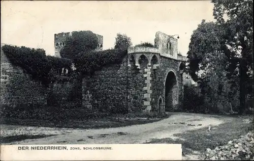 Ak Zons Dormagen am Niederrhein, Schlossruine