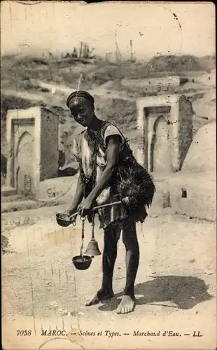 Ak Marokko, Scenes et Types, Marchand d'Eau, Waage