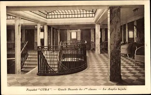 Ak Paquebot Cuba, CGT French Line, Grande Descente des 1res classes