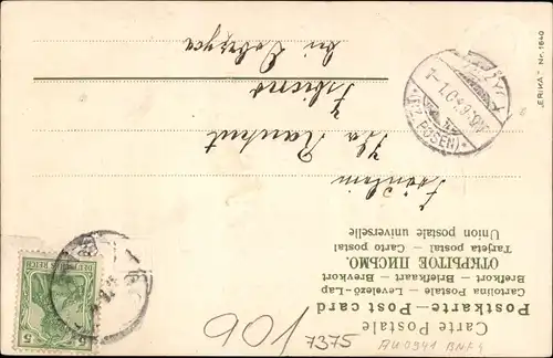 Präge Ak Glückwunsch Neujahr 1904, Glücksklee, Hufeisen