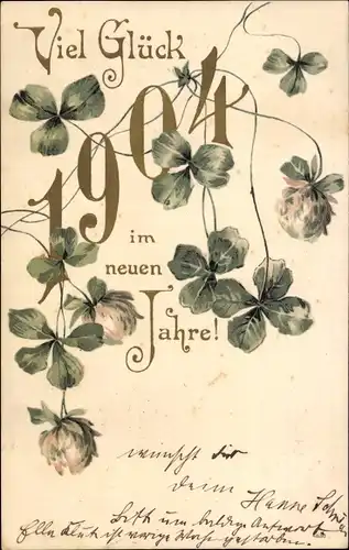 Ak Glückwunsch Neujahr, Jahreszahl 1904, Glücksklee