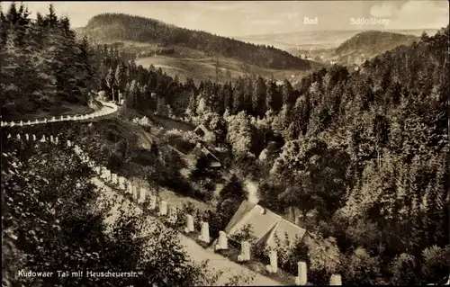 Ak Kudowa Zdrój Bad Kudowa Schlesien, Kudowaer Tal mit Heuscheuerstraße