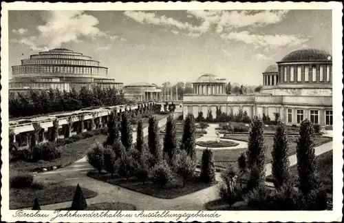 Ak Wrocław Breslau Schlesien, Jahrhunderthalle, Ausstellungsgebäude