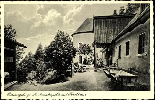 Ak Sosnówka Seidorf Podgórzyn Giersdorf Riesengebirge Schlesien, St. Anna Kapelle mit Forsthaus