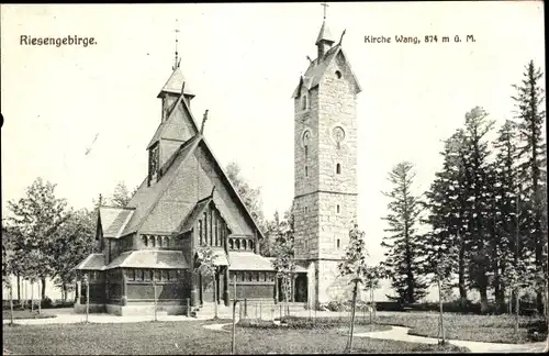 Ak Karpacz Górny Brückenberg Krummhübel Riesengebirge Schlesien, Kirche Wang