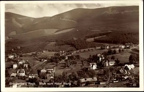 Ak Karpacz Górny Brückenberg Krummhübel Riesengebirge Schlesien, Blick vom Hotel Wang