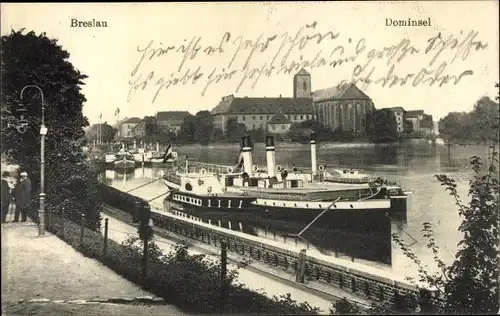 Ak Wrocław Breslau Schlesien, Dominsel