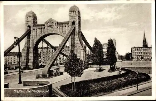 Ak Wrocław Breslau Schlesien, Freiheitsbrücke