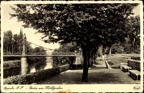 Ak Opole Oppeln Schlesien, Partie am Mühlgraben, Brücke