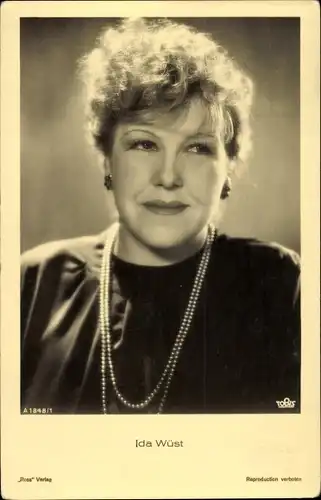 Ak Schauspielerin Ida Wüst, Portrait mit Perlenkette, Ross Verlag A 1848/1