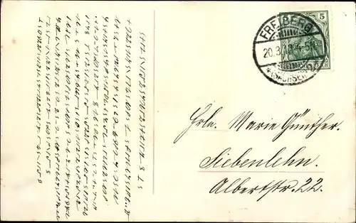 Ak Profilansicht einer Frau, Blumen, Tischlampe