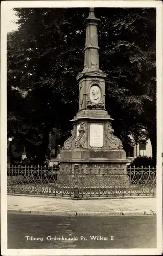 Ak Tilburg Nordbrabant Niederlande, Gedenknaald Pr. Willem II.