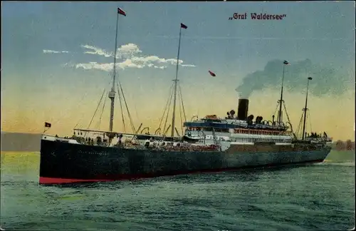 Ak Dampfschiff Graf Waldersee der HAPAG