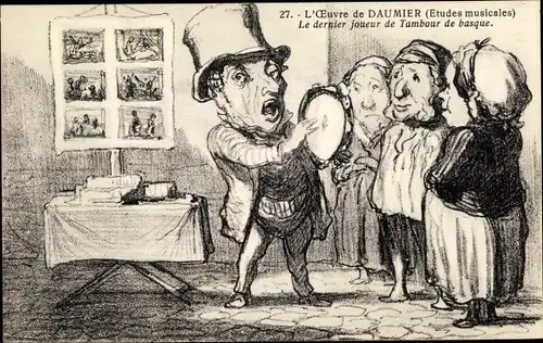 Künstler Ak Daumier, Etudes musicales, le dernier joueur de Tambour de basque