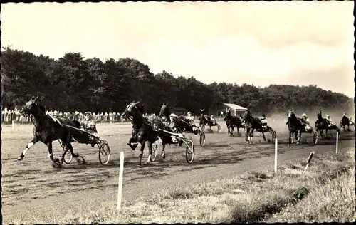 Foto Ak Trabrennen, Pferderennbahn, Sulky