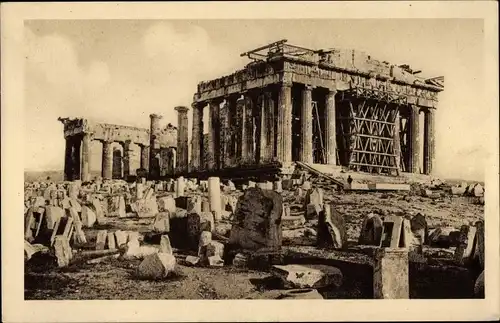 Ak Athen Griechenland, Parthenon, Ruine